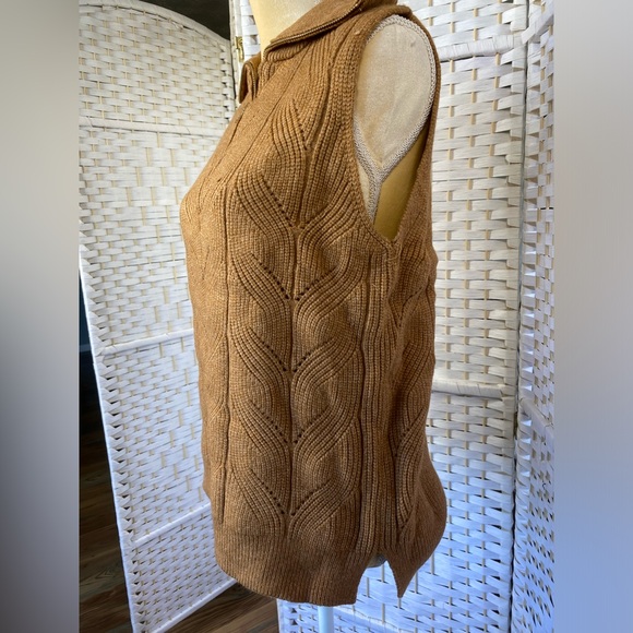 NWT Hem & Thread SWEETHEART KNIT ZIPPERED VEST Orange/Rust Color - Picture 7 of 9